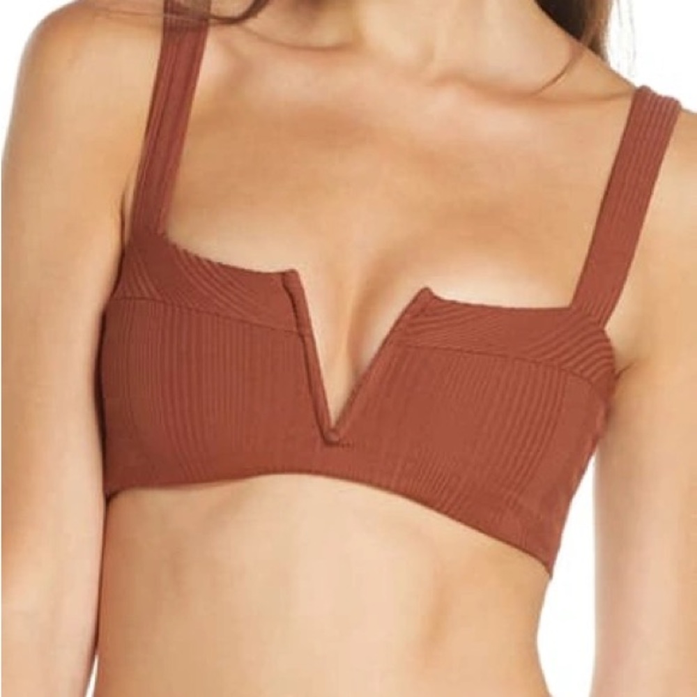 L*space Lee Lee Ribbed Bikini Top in Tobacco